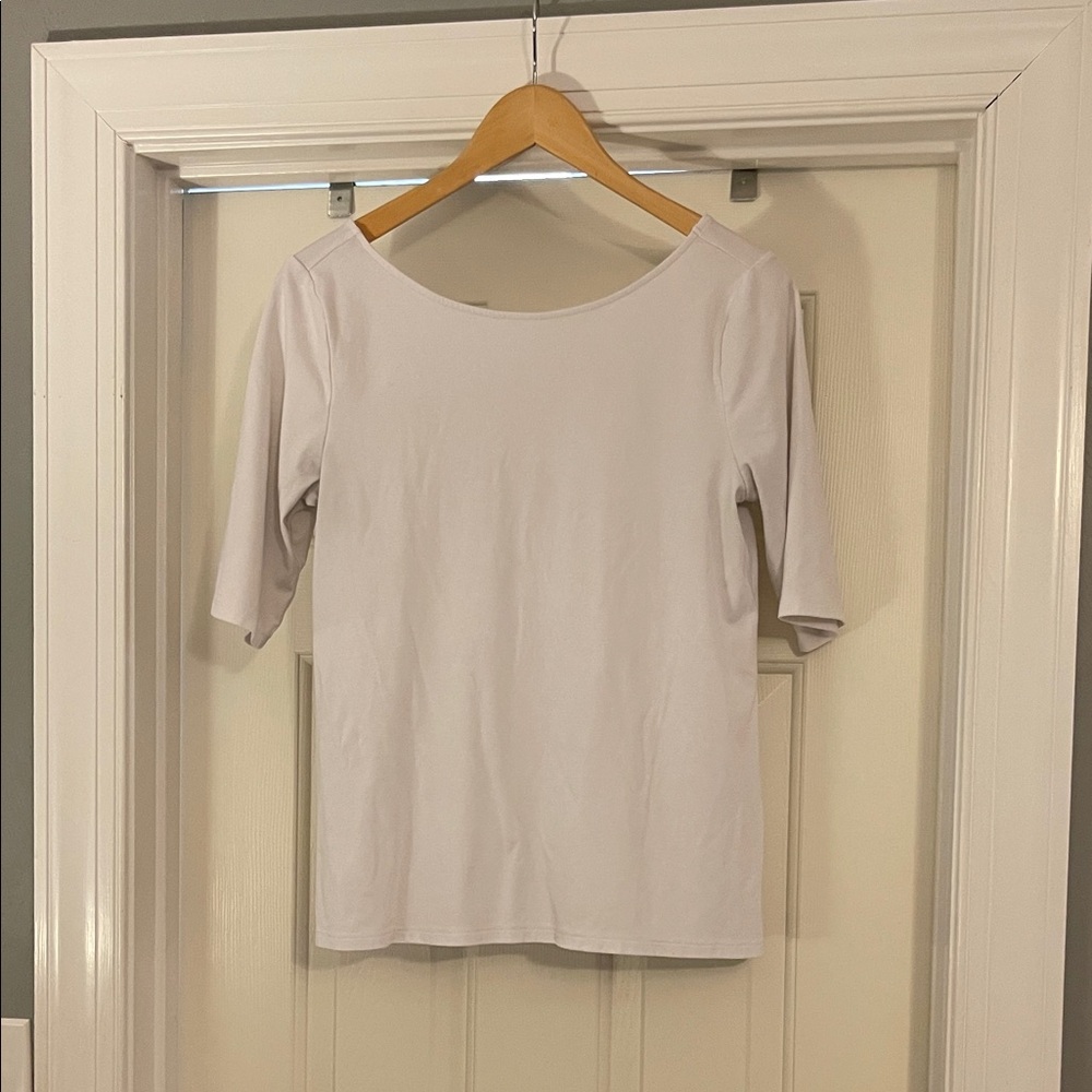 Classic White Women's Top - Scoop Back Detail